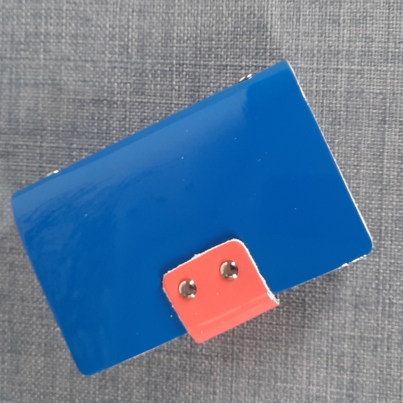 Blue Pink Patent Leather Business Credit Card Photo Wallet - Picture 2 of 5